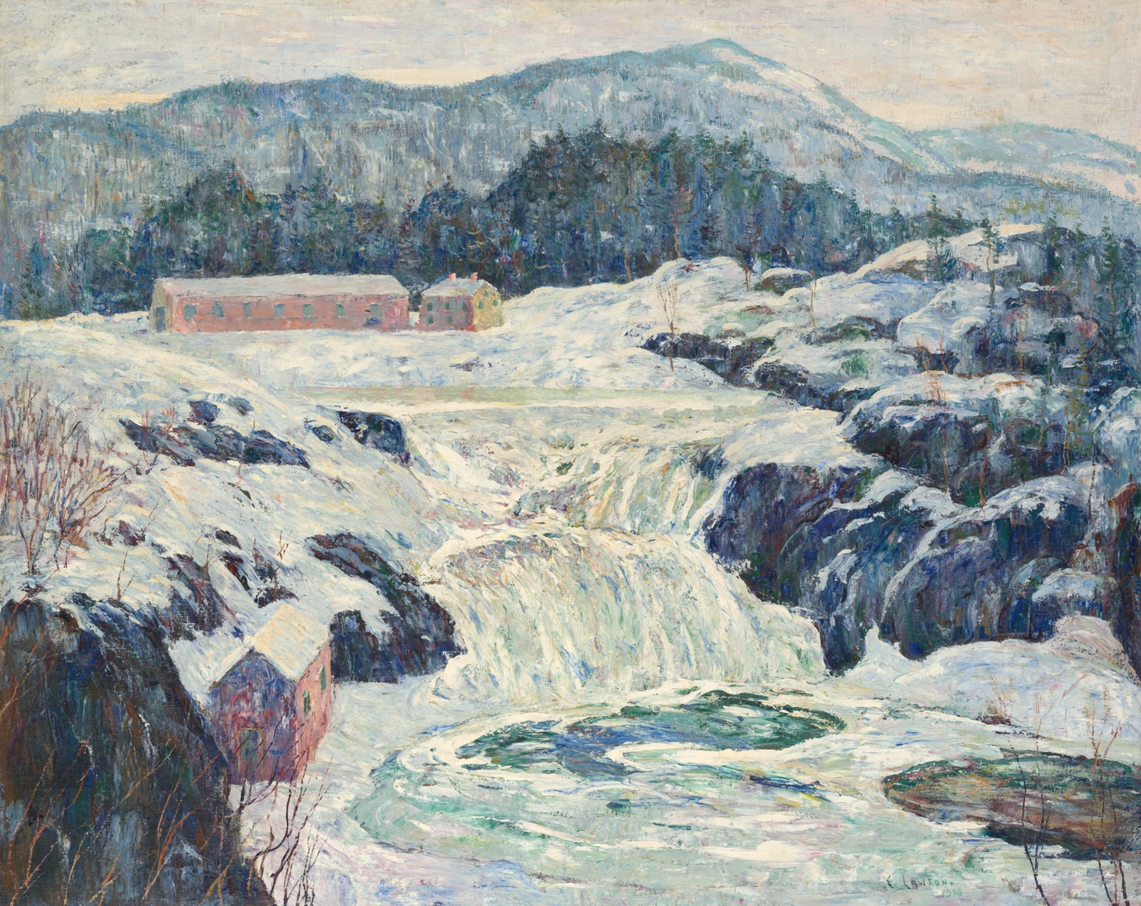 A frozen waterfall in oil