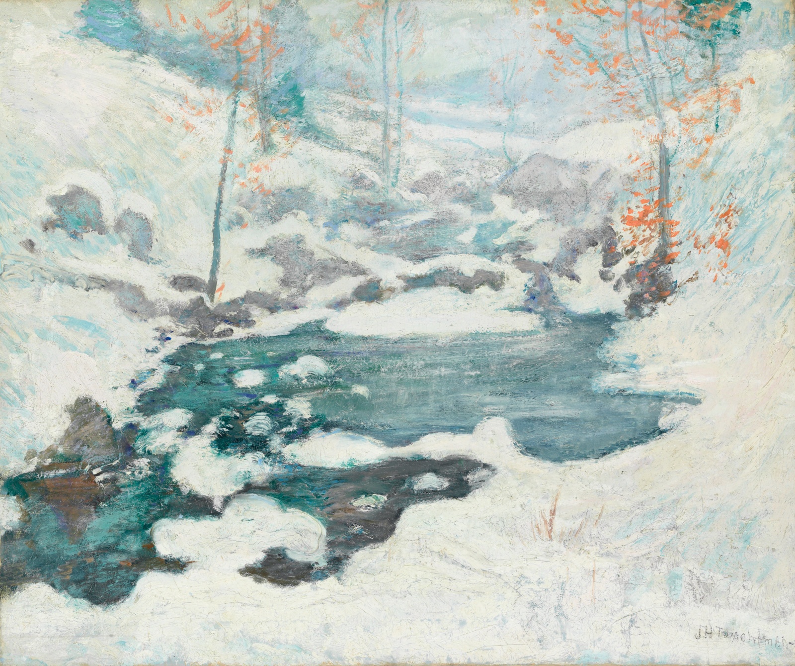 A winter stream locked in ice