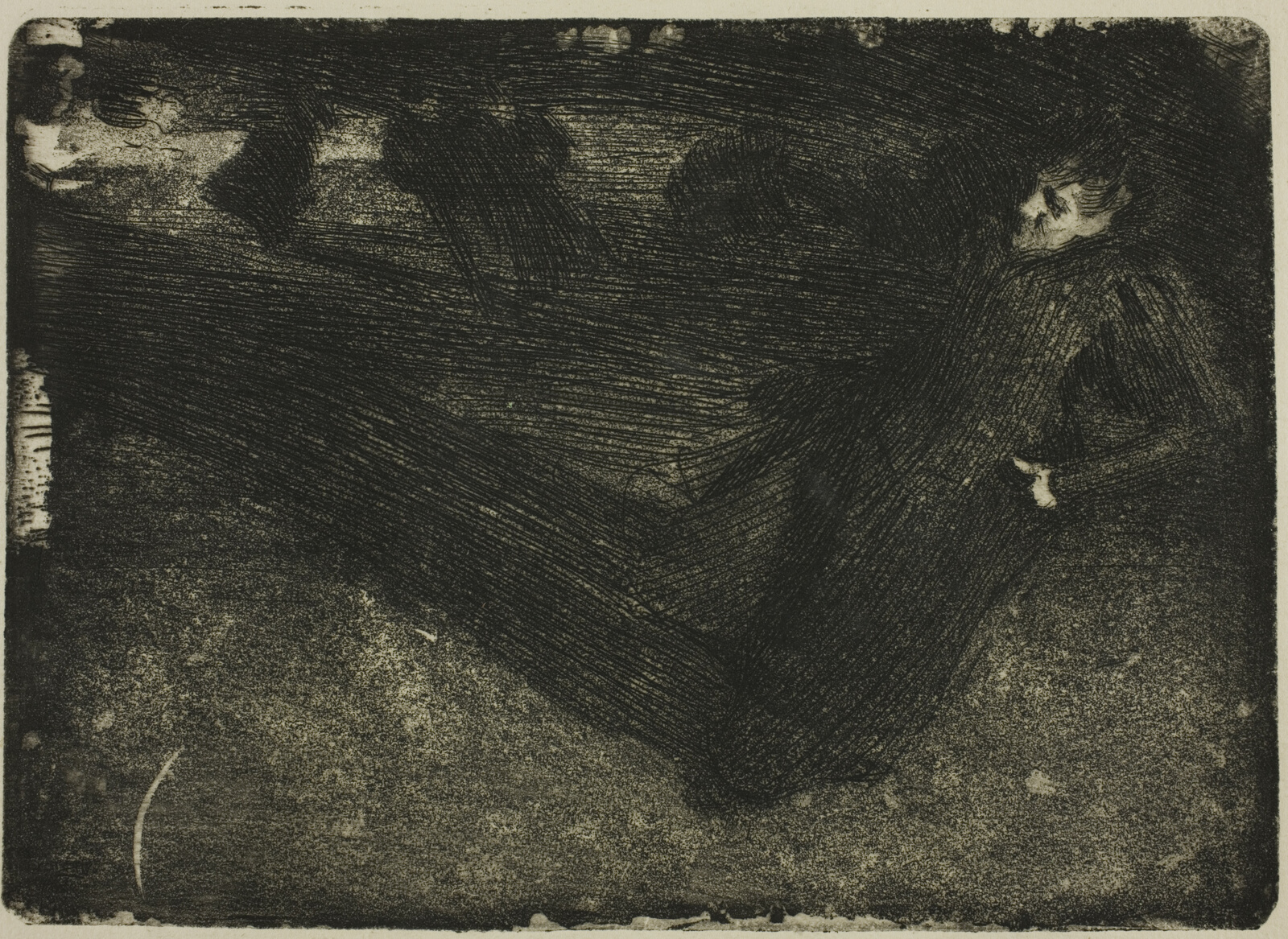 Figures on ice, an etching
